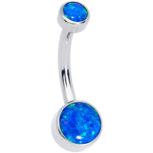 将图片加载到图库查看器,Blue Synthetic Opal Grade 23 Titanium Internal Thread Duo Belly Ring
