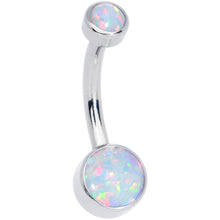 将图片加载到图库查看器,White Synthetic Opal Grade 23 Titanium Internal Thread Duo Belly Ring