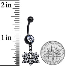 将图片加载到图库查看器,Clear CZ Gem Black Lotus Flower Dangle Belly Ring