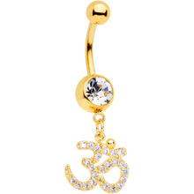 将图片加载到图库查看器,Clear CZ Gem Gold Tone Amazing Om Dangle Belly Ring