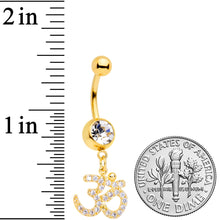 将图片加载到图库查看器,Clear CZ Gem Gold Tone Amazing Om Dangle Belly Ring