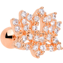Load image into Gallery viewer, 16G 1/4 Clear CZ Gem Rose Gold Tone Lotus Flower Cartilage Tragus