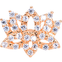 Load image into Gallery viewer, 16G 1/4 Clear CZ Gem Rose Gold Tone Lotus Flower Cartilage Tragus