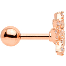 Load image into Gallery viewer, 16G 1/4 Clear CZ Gem Rose Gold Tone Lotus Flower Cartilage Tragus