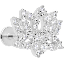 Load image into Gallery viewer, 16G 5/16 Clear CZ Gem Lotus Flower Labret Monroe Tragus