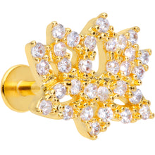 将图片加载到图库查看器,16G 5/16 Clear CZ Gem Gold Tone Lotus Flower Labret Monroe Tragus