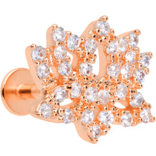 Load image into Gallery viewer, 16G 5/16 Clear CZ Gem Rose Gold Tone Lotus Flower Labret Monroe