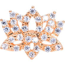 Load image into Gallery viewer, 16G 5/16 Clear CZ Gem Rose Gold Tone Lotus Flower Labret Monroe