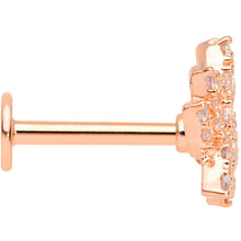 Load image into Gallery viewer, 16G 5/16 Clear CZ Gem Rose Gold Tone Lotus Flower Labret Monroe