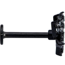 Load image into Gallery viewer, 16G 5/16 Clear CZ Gem Black Lotus Flower Labret Monroe Tragus