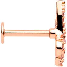 Load image into Gallery viewer, 16G 5/16 Clear CZ Gem Rose Gold Hue Scissors Labret Monroe Tragus
