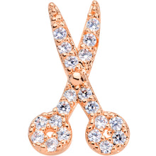 Load image into Gallery viewer, 20G 1/4 Clear CZ Gem Rose Gold Tone Shear Scissors Nose Bone