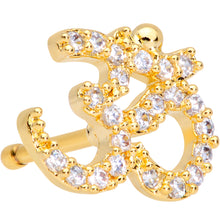 Load image into Gallery viewer, 20G 1/4 Clear CZ Gem Gold Tone Amazing Om Nose Bone