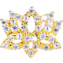 Load image into Gallery viewer, 18G 3/8 Clear CZ Gem Gold Tone Lotus Flower Nose Hoop