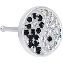 Load image into Gallery viewer, 20G 1/4 Clear Black CZ Gem Yin Yang Nose Bone