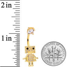 Load image into Gallery viewer, Clear Gem Gold Tone Ritzy Robot Belly Ring