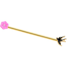 Load image into Gallery viewer, 14G Clear Gem Gold Tone Bird Flower Industrial Barbell 38mm