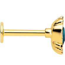 Load image into Gallery viewer, 16G 5/16 Green Gem Gold Tone Teardrop Labret Monroe Tragus