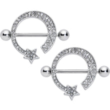 将图片加载到图库查看器,14G 5/8 Clear Gem Shooting Star Nipple Shield Set