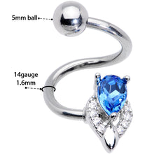 将图片加载到图库查看器,Clear Blue Gem Triple Oval Spiral Belly Ring