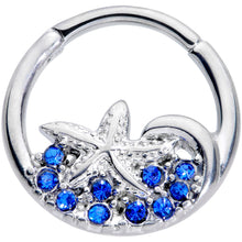 将图片加载到图库查看器,16G 3/8 Blue Gem Nautical Starfish Hinged Segment Ring