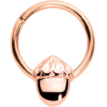Load image into Gallery viewer, 16G 3/8 Rose Gold Tone Simple Acorn Hinged Segment Ring