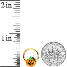 将图片加载到图库查看器,16G 3/8 Gold Tone Spider Pumpkin Halloween Hinged Segment Ring