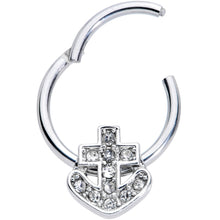 将图片加载到图库查看器,16G 3/8 Clear Gem Nautical Anchor Hinged Segment Ring