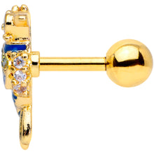 Load image into Gallery viewer, 16G 1/4 Clear Gem Gold Tone Blue Bird Cartilage Tragus