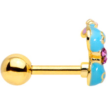Load image into Gallery viewer, 16G 1/4 Pink Gem Gold Tone Bikini Top Cartilage Tragus Earring