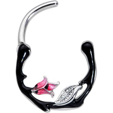 将图片加载到图库查看器,16G 3/8 Pink Flower Black Cartilage Clicker