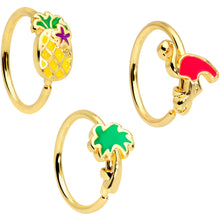 Load image into Gallery viewer, 20G 5/16 Gold Tone Tropical Pineapple Nose Hoop Set of 3