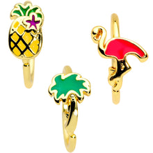 Load image into Gallery viewer, 20G 5/16 Gold Tone Tropical Pineapple Nose Hoop Set of 3
