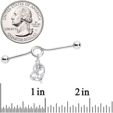 Load image into Gallery viewer, 14G Clear Gem Blossoming Heart Flower Dangle Project Bar 38mm