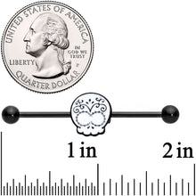 Load image into Gallery viewer, 14G Black White Calavera Sugar Skull Industrial Barbell 38mm