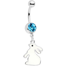 将图片加载到图库查看器,Aqua Gem Easter Bunny Glow in the Dark Dangle Belly Ring