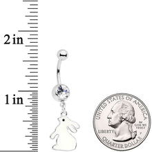 将图片加载到图库查看器,Clear Gem Easter Bunny Glow in the Dark Dangle Belly Ring