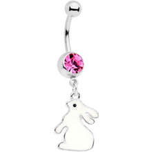 将图片加载到图库查看器,Pink Gem Easter Bunny Glow in the Dark Dangle Belly Ring