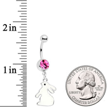 将图片加载到图库查看器,Pink Gem Easter Bunny Glow in the Dark Dangle Belly Ring