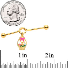 Load image into Gallery viewer, 14G Gold Tone Easter Basket Glow Dangle Project Bar 38mm