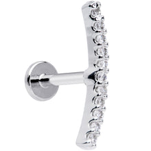 将图片加载到图库查看器,16G 1/4 Clear CZ Gem Curve Internal Thread Labret Monroe Tragus