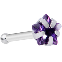 Load image into Gallery viewer, 20G 5/16 Purple CZ Gem Star Nose Bone 3mm