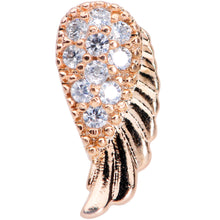 Load image into Gallery viewer, 16G 5/16 Clear CZ Gem Rose Gold Tone Internal Thread Wing Labret