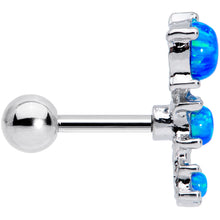Load image into Gallery viewer, 16G 1/4 Blue Synthetic Opal Triad Cartilage Tragus