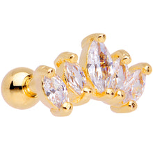 Load image into Gallery viewer, 16G 1/4 Clear CZ Gem Gold Tone Crown Cartilage Tragus Earring