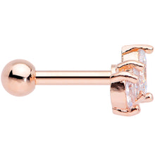 Load image into Gallery viewer, 16G 1/4 Clear CZ Gem Rose Gold Tone Crown Cartilage Tragus Earring