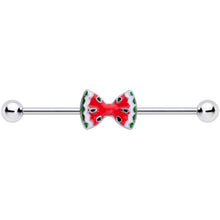 Load image into Gallery viewer, 14G Red Sweet Summer Watermelon Bow Industrial Barbell 38mm