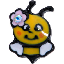 Load image into Gallery viewer, 16G 1/4 Aurora Gem Black Yellow Happy Bee Cartilage Tragus