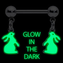 将图片加载到图库查看器,14G 9/16 Glow in the Dark Easter Bunny Dangle Nipple Ring Set