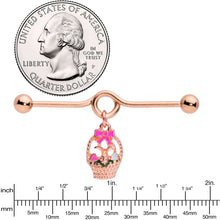 Load image into Gallery viewer, 14G Rose Gold Tone Easter Basket Dangle Project Bar 38mm